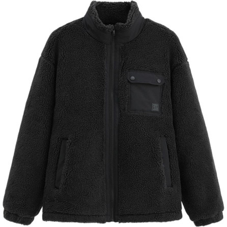 GAP Logo Patch Faux Shearling Loose Small Stand Collar Jacket Coat Men's