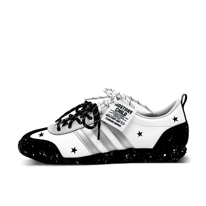 adidas VS JOG 2.0 Black-White Starry Sky Starry Sky Gift for Girlfriend Synthetic Leather Fashion Versatile Campus Commute Couple Trendy Height-Increasing Low-Top German Training Shoes Unisex Silver-White