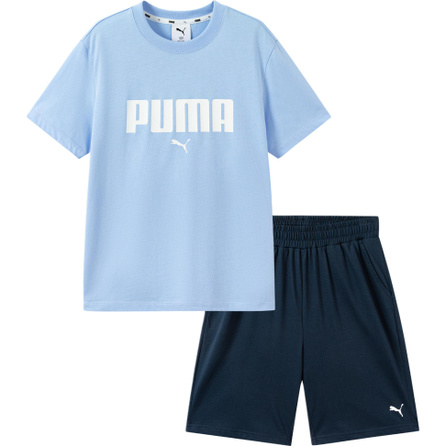 PUMA Sports Casual Set Young Simple Classic LOGO Print Two-Piece Campus Versatile Comfortable Skin-Friendly Blue Unisex