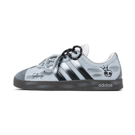 Custom Sneakers adidas VL COURT 2.0 Grey Rhapsody Hand-Painted Graffiti Fashion Trendy Comfortable Versatile Wear-Resistant Low-Top German Training Shoes Grey