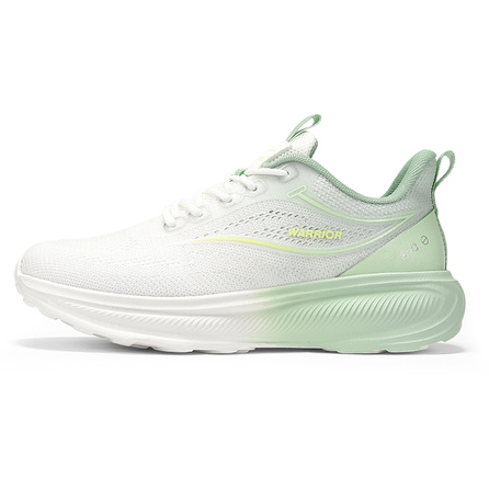 Warrior Fashion Mesh Daily Casual Versatile Thick-Soled Sports Shoes Cushioning Wear-Resistant Lightweight Breathable High-Top Running Shoes Men's White Green
