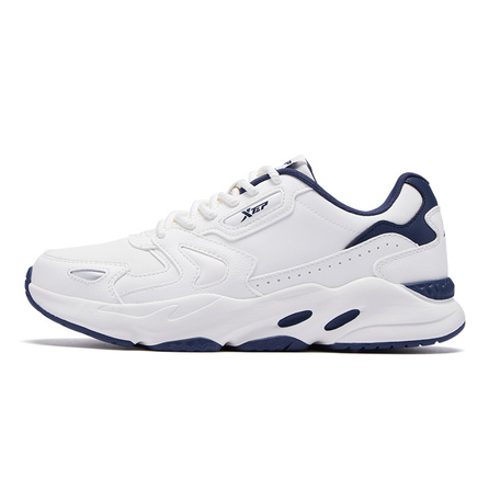 Xtep Sport Comfort Retro Trendy Shock Absorption Support Wear-Resistant Waterproof Slip-Resistant Low-Top Dad Shoes Men's White Blue