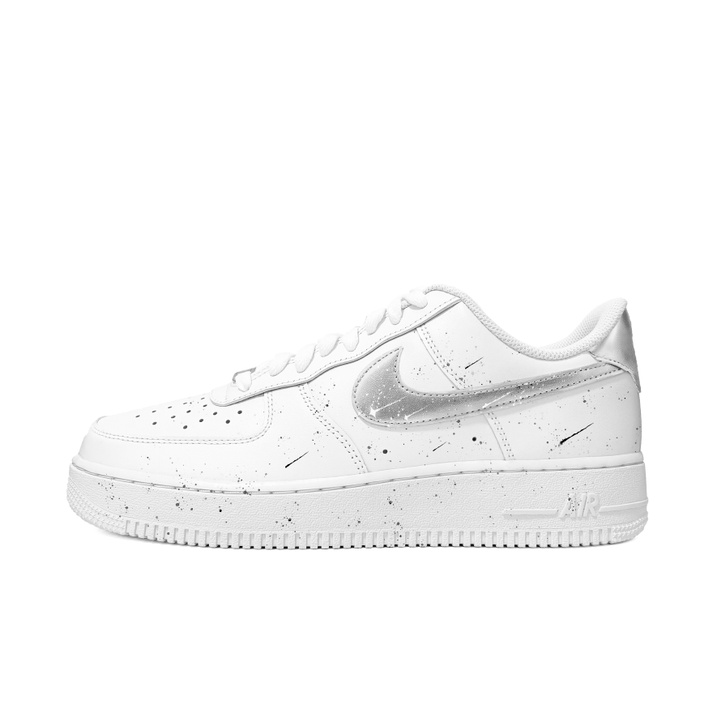 Nike Air Force 1 Silver Meteor Leather Simple Versatile Casual Trendy Cushioned Breathable Low-Top Skate Shoes Unisex White