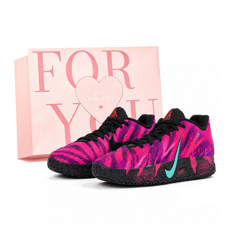 [Custom Sneakers] Nike Ja 3 Morant Generation 3 Neon Berry Gift Bag Tiffany Blue Swoosh Vintage Arcade Feel Texture Distressed Practical Trendy Versatile Low-Top Basketball Shoes Unisex Rose Red