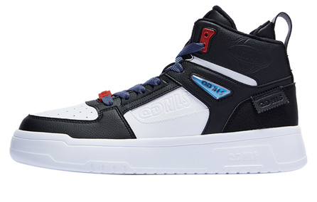 QIAODAN Skateboard Shoes Men High-Top Black White