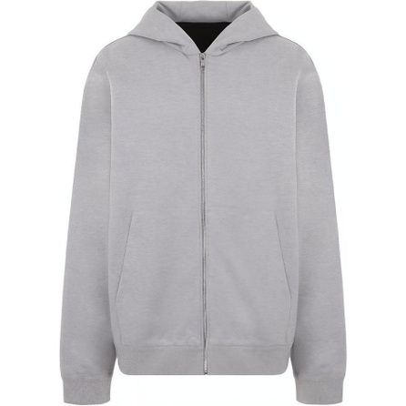 PRADA Letter Print Zip-Up Hooded Fitted Jacket Coat Men's Gray