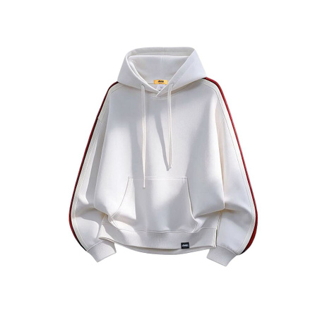 Jeep Casual Series American Retro Preppy Style Side Color-Block Striped Two-Stripe Loose Casual Outdoor Sports Trendy Brand Commute Versatile Comfortable Skin-Friendly Thickened Hooded Raglan Sleeve Hoodie Unisex