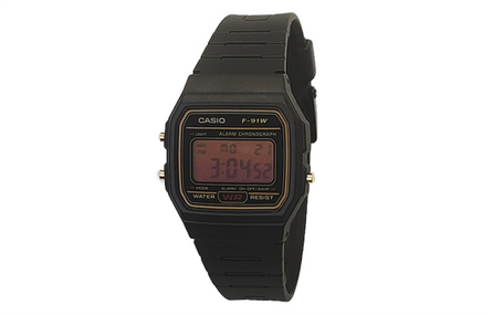 Custom Watch CASIO Modified Series Yellow Pink Crystal Black Stainless Steel Case F-91WG-9 Modified-Black Quartz Movement Resin Strap Japanese Korean Watch Men's Black Dial