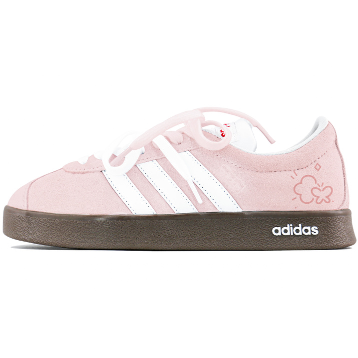 Custom Shoesadidas VL COURT 2.0 Lifestyle Pink Mist Cream Pink Sweet Girl Student Affordable Sweet Youth Versatile Fashion Campus Style Wear-Resistant Low-Top Skate Shoes Unisex Sakura Pink