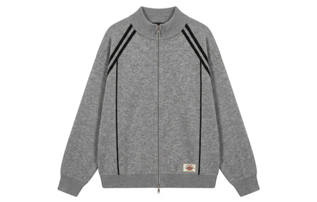 Dickies American Retro Classic Brand Woven Label Logo Double Zip Cardigan Outerwear Men's Autumn Winter Inner Layer Base Top Streetwear Layering Premium Striped Preppy Couple Stand Collar Knitwear Men's