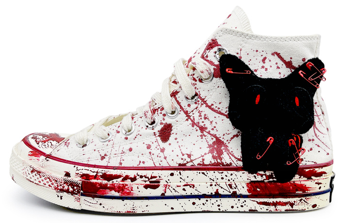 [Custom Sneakers] Converse Chuck 70 Chuck Taylor EIGHT Black Bunny Dark Trendy Wear-Resistant Height-Increasing Shock-Absorbing High-Top Canvas Shoes Unisex Black White Red