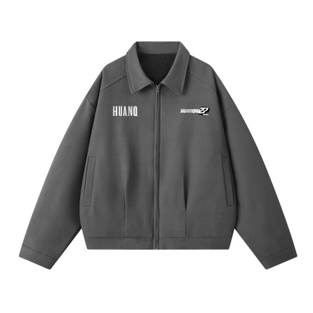 HUANQIU American Retro High Street Style Brand LOGO Loose Comfort Casual Versatile Premium Outdoor Commute Daily Wear Pilot Long Sleeve Jacket Unisex