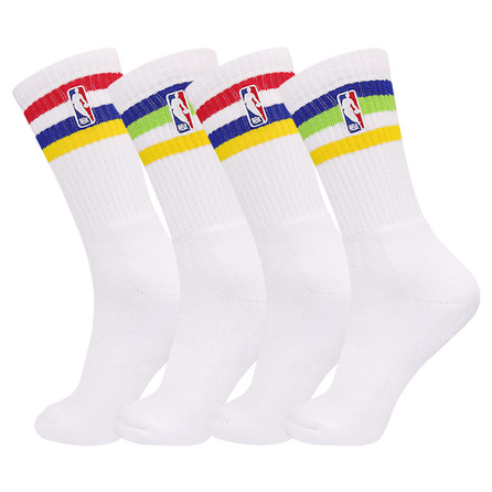 NBA Terry Cloth Thickened Warm Trendy Striped Sports Casual Comfortable Sweat-Absorbent Breathable Basketball Socks Men's 4-Pair Pack
