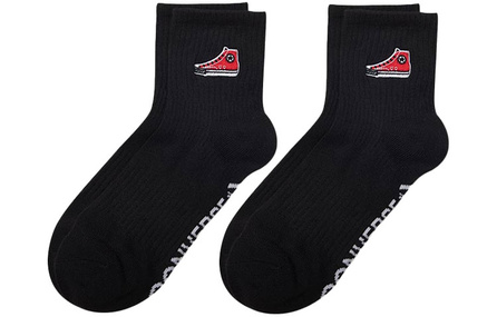 Converse Ambrodery Chuck Mid-Calf Socks Unisex 1 Set 2 Pack Black