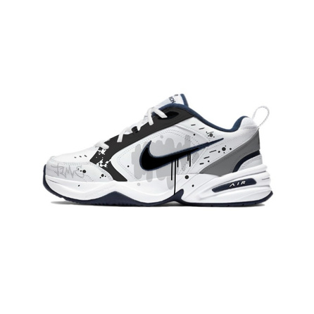 Nike Air Monarch 4 Anti-Slip And Wear-Resistant Height Increasing Low-Top Chunky Sneakers Unisex Black Gray