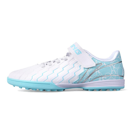 LINING YOUNG Slip-Resistant Cushioning Low-Top Kids' Soccer Shoes Blue White Teenagers