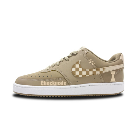 [Custom Sneakers] Nike Court Vision Low Rivalry Maillard Boyfriend American Retro High Street Trendy Versatile Fashion Lightweight Breathable Anti-Slip Low-Top Skate Shoes Unisex Khaki