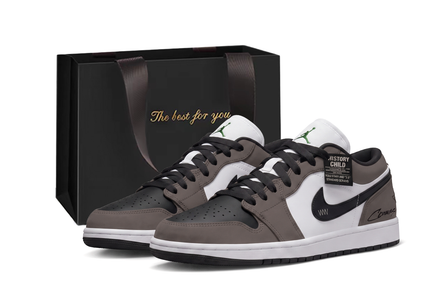 [Custom Sneakers] Jordan Air Jordan 1 Trendy Versatile Vibe Style Personalized Casual Minimalist Gift Box Shock-Absorbing Non-Slip Wear-Resistant Low-Top Retro Basketball Shoes Unisex White Black