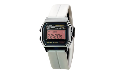 Custom Watch CASIO Modified Series Silver Resin Case A158WA-1 Modified - Scepter of Time Quartz Movement Silicone Strap Japanese Korean Watch Men's Watch Black Dial