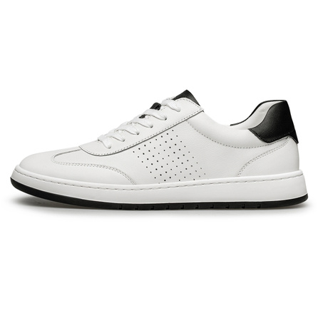 ZRO Zero Cow Leather Genuine Leather Color Block Fashion Trendy Versatile Casual Shoes Comfortable White Sneakers Daily Commute Lightweight Soft Sole Perforated Breathable Low-Top Skate Shoes Men's