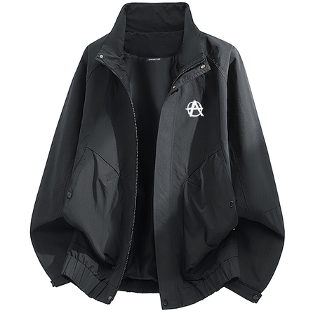 Acupuncture American Street Style Stand Collar Jacket Patchwork Design Workwear Large Pockets Fashion Retro Versatile Comfortable Casual Minimalist Daily Commute Loose Jacket Men's