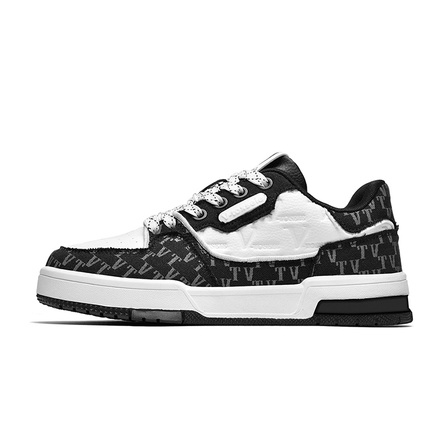 V-TOXSEIE Original Design Slip-Resistant Cushioning Mid-Top Skateboard Shoes Unisex Black