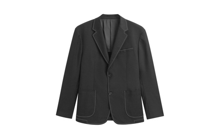 GXG Topstitch Design Simple Business Wrinkle-Resistant Two-Button Single-Breasted Solid Suit Men's Black