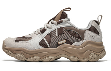 Kappa Slip-Resistant Low-Top Running Shoes Unisex Brown Gray