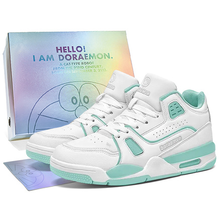 Doraemon Limited Gift Box Classic Retro Sports Performance Air Cushion Basketball Shoes Anti-Slip Wear-Resistant Cushioning Platform Heightening Lightweight Breathable Comfortable Commuter Versatile Trendy Mid-Top Casual Shoes Unisex