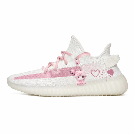 [Custom Sneakers] adidas originals Yeezy Boost 350 V2 Heartbeat Gradient Pink Fabric Jinling Trend Creation Sweet Cool Campus Style Minimalist Versatile Trendy Fashion Shock Absorption Non-Slip Low-Top Casual Lifestyle Shoes Unisex