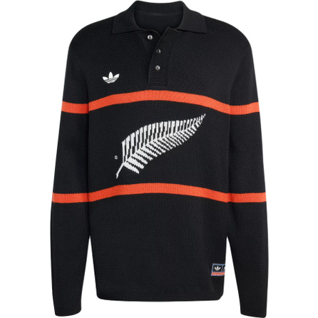 adidas Originals KNITTED FW25 ALL BLACKS Knit Sport Long Sleeve Polo Shirt Men's