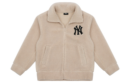 MLB Base Logo Velvet Jackets Unisex Camel