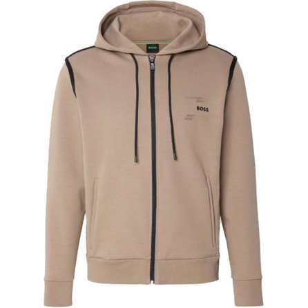 HUGO BOSS Hooded Long Sleeve Letter Jacket Coat Men's Brown