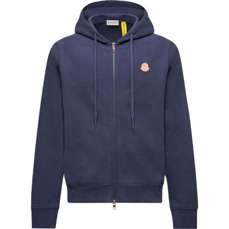 Moncler Loose Badge Zip-Up Hooded Long Sleeve Jacket Coat Men's