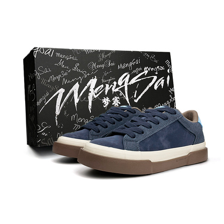 Mengsai Height-Enhancing Wear-Resistant Lightweight Low-Top Skateboard Shoes Unisex Prussian Blue