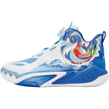 Jordan Dial Lace-Up Non-Slip Cushion Wear-Resistant Mid-Top Kids' Basketball Shoes White Blue