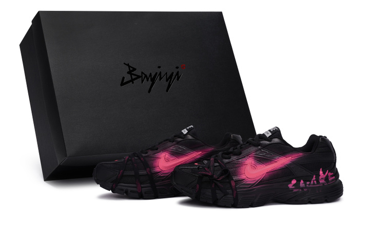 Nike Initiator 811 Custom 'Neon Hunter' Special Box Color-Blocking Personalized Minimalist Slip-Resistant Wear-Resistant Low-Top Running Shoes Men's Black & Rose Red