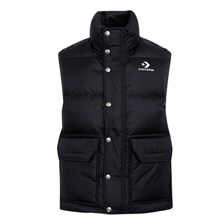 Converse DOWN PUFFER VEST Solid Color Zipper Versatile Warm Vest Men's Black