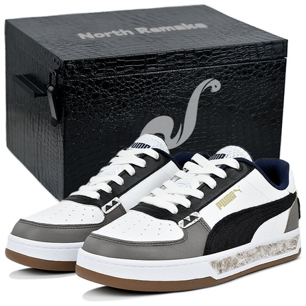 Custom Sneakers PUMA Caven 2.0 Checkerboard Gift Box Vintage Patchwork Commute Style Contrast Stone Texture Street Trendy Comfortable Versatile Wear-Resistant Low-Top Skate Shoes Unisex