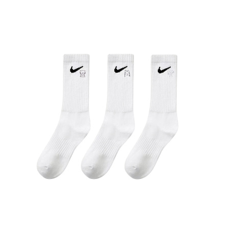 Custom Apparel: Nike 'Egg Yolk Amber' Hand-Embroidered Sport Casual Training Crew Socks Unisex 3-Pack White