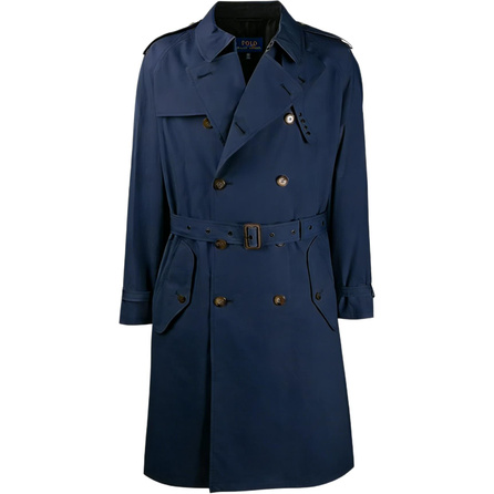 Polo Ralph Lauren Double-Breasted Solid Long Sleeve Trench Coat Men's