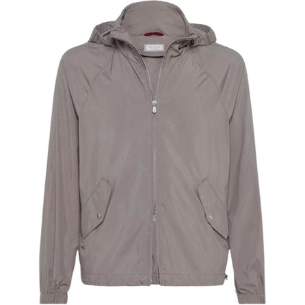 Brunello Cucinelli Zippered Long Sleeve Hooded Jacket Coat Men's Gray