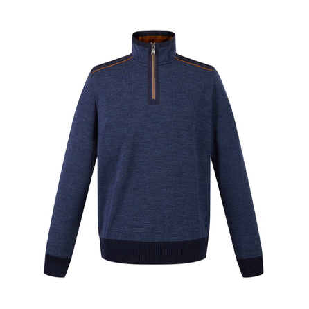 Paul & Shark Yachting Casual High Neck Long Sleeve Wool Sweater Men's Blue