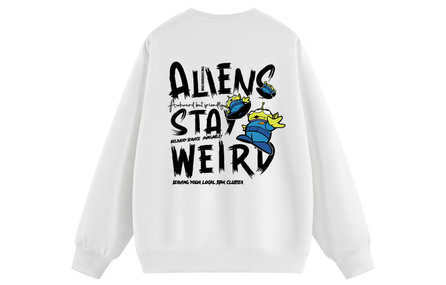 Disney 300g Heavyweight Fleece Lined Comfortable Warm American Retro Trendy Creative Cartoon Alien Graffiti Logo Print Loose Casual Daily Commute College Style Crew Neck Pullover Sweatshirt Unisex