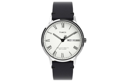 TIMEX WATERBURY Series Quartz Leather Strap Watch 40mm White Dial Men's 50m Water Resistant TW2W15000