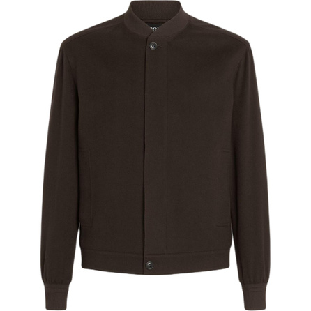 Zegna FW25 Oasi Cashmere Series Long Sleeve Stand Collar Zip Button Solid Color Jacket Coat Men's