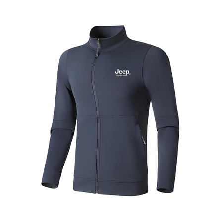 Jeep Stand Collar Stretch Sports Casual Zip-Up Cardigan Skin-Friendly Breathable Comfortable Moisture-Wicking Outdoor Fitness Commute Minimalist Versatile Slim Fit Long Sleeve Jacket Men's