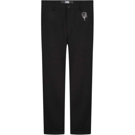 KARL LAGERFELD Sport Outdoor Commute Solid Color Cartoon Trim Slim Fit Casual Pants Men's Black