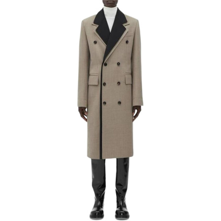 Bottega Veneta FW23 Two-Tone Double-Breasted Lapel Coat Men's Beige