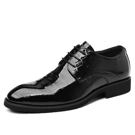 Playboy Genuine Leather Business Pointed Toe Patent Dress Shoes Men's Black